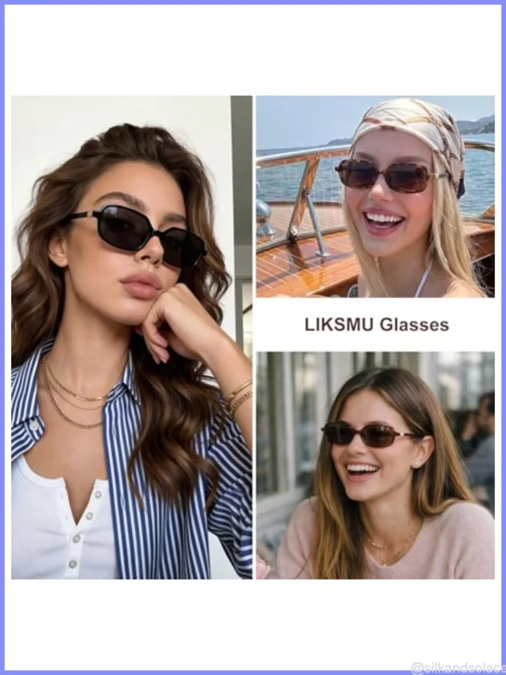 LIKSMU Retro Rectangle Sunglasses Trendy Y2K UV Protection Full-Frame Shades
